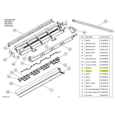 FUJITSU K9315003027 aka 9315003027 DIFFUSER Z HVR2 ASU18/24