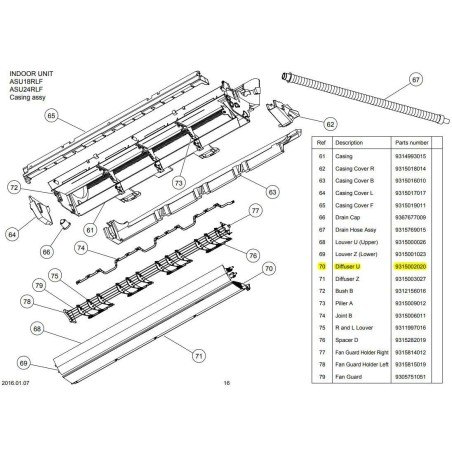 FUJITSU K9315002020 aka 9315002020 DIFFUSER U HVR2 ASUB18/24
