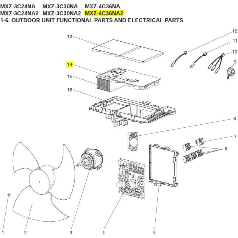 MITSUBISHI T7W AW2 323 OUTDOOR POWER P.C. BOARD