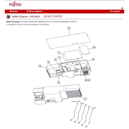 FUJITSU K9709893036 aka 9709893036 POWER PCB ASSY AOU36RLX K04BA-0501HUE-P0