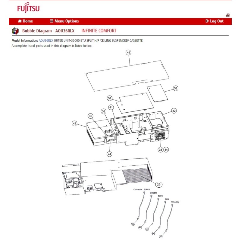 FUJITSU K9900621001 aka 9900621001 THERMISTOR DISCHARGE PIPE HFI DTN-W513H6P-FTZ136W L1 650 YLW