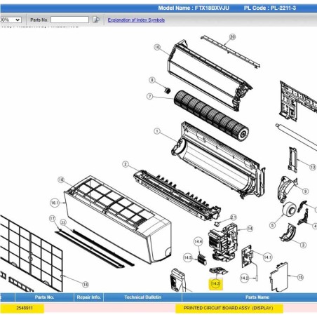 DAIKIN 2548911 PRINTED CIRCUIT BOARD ASSY. (DISPLAY)