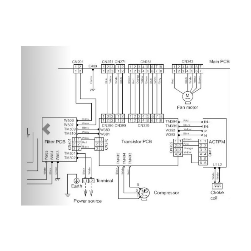 FUJITSU K9708609010 aka 9708609010 WIRE WITH CONNECTOR (White)(CN271 on Main PCB—CN390 on Inverter PCB)