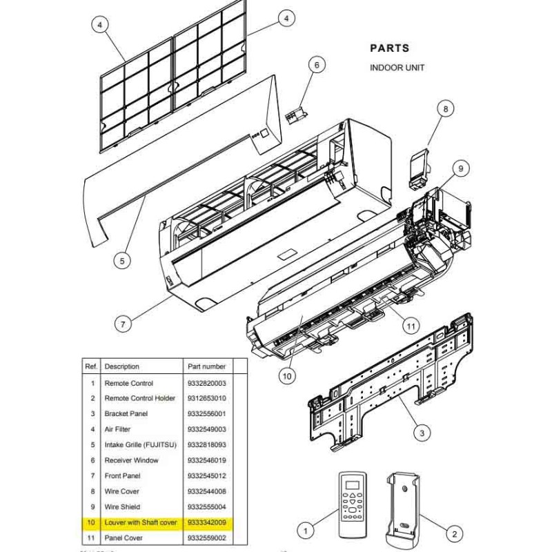 FUJITSU K9333342009 aka 9333342009 LOUVER ASSY ASU9/12RL2 HYR