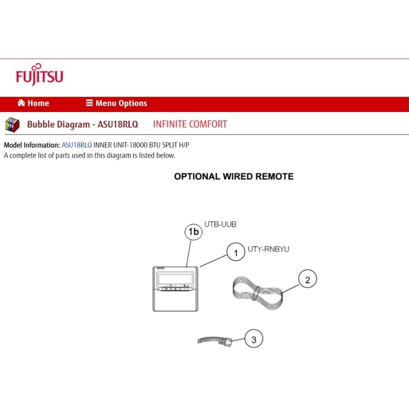 FUJITSU K9372266137 aka 9372266137 REMOTE CONTROL WIRED ARU9 12 AR-3TA13 L865