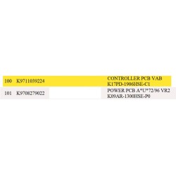 FUJITSU K9711039224 aka 9711039224 CONTROLLER PCB ARUH VAB K17PD-1906HSE-C1