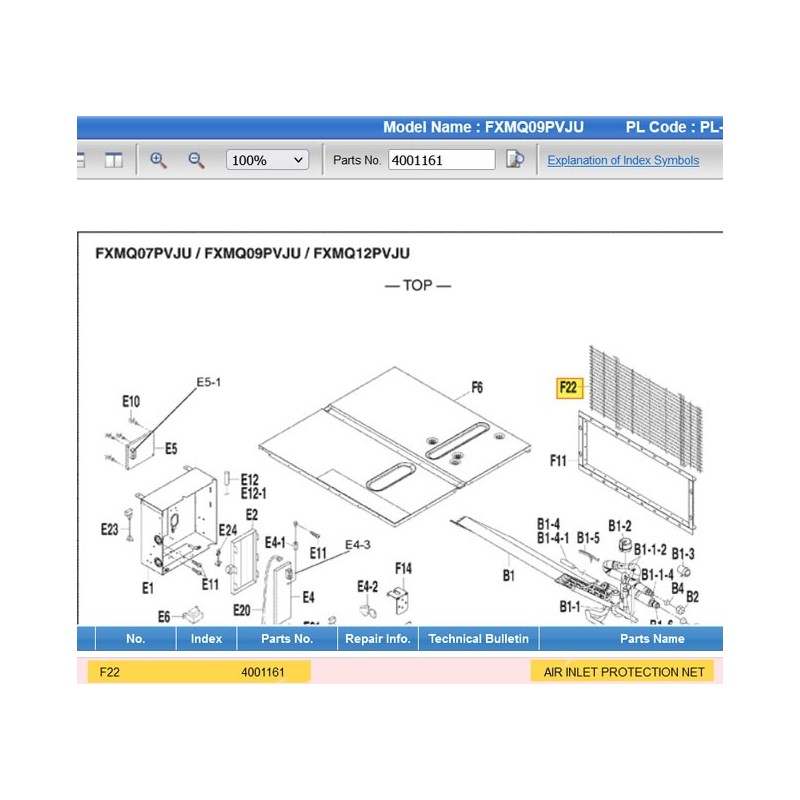 DAIKIN 4001161 AIR INLET PROTECTION NET