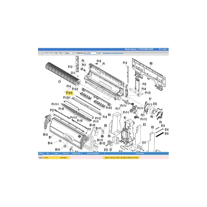 DAIKIN 5012393 DISCH. GRILLE VERT. BLADE INTERLOCK ROD