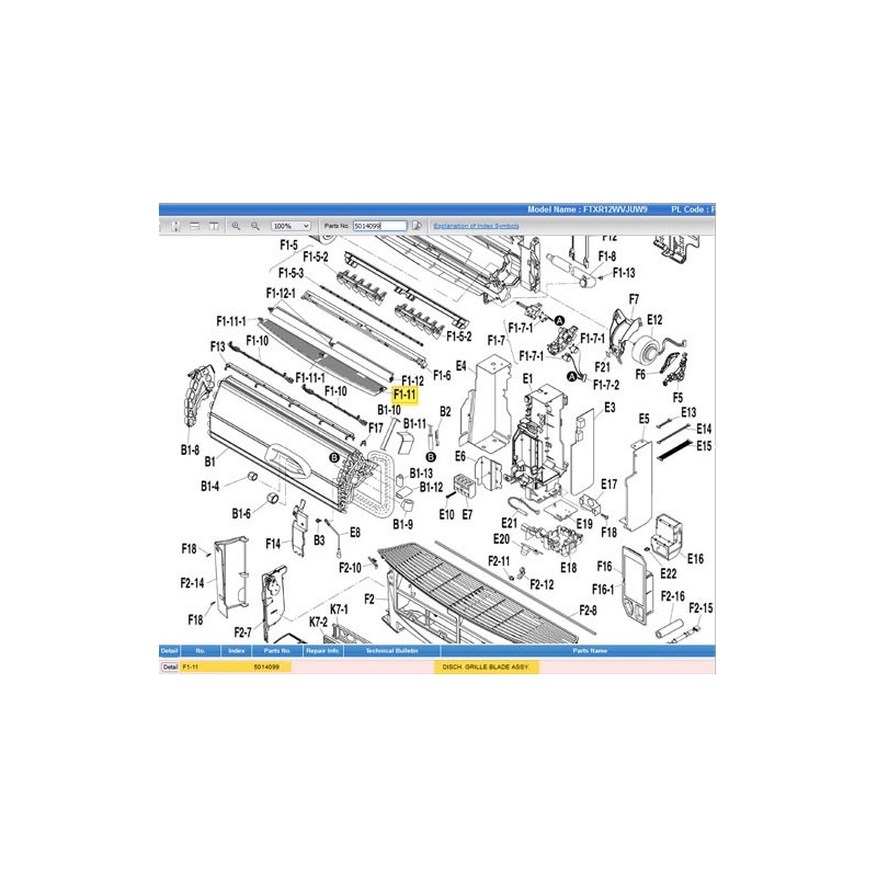 DAIKIN 5014099 DISCH. GRILLE BLADE ASSY.