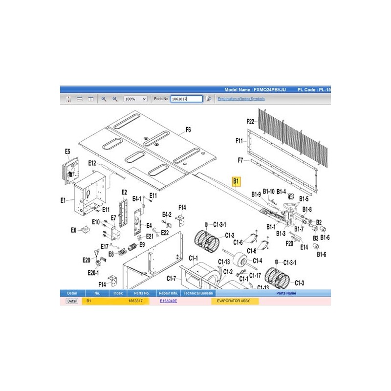 DAIKIN 1863817 EVAPORATOR ASSY.