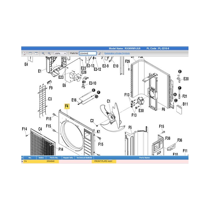 DAIKIN 2504940 FRONT PLATE ASSY.