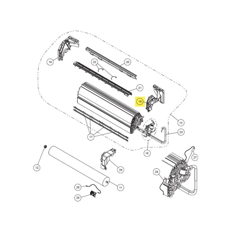 FUJITSU K9379829007 aka 9379829007 HOLDER R EVAPORATOR ASUB18+VII ABS FR(17)