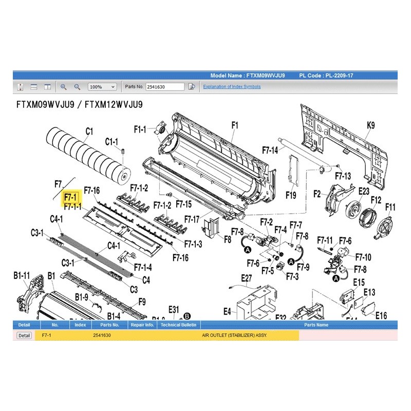 DAIKIN 2541630 AIR OUTLET (STABILIZER) ASSY.