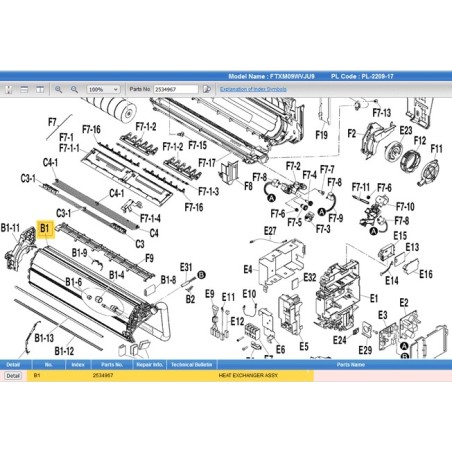 DAIKIN 2534967 HEAT EXCHANGER ASSY.