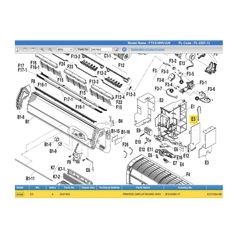 DAIKIN 2547462 PRINTED CIRCUIT BOARD ASSY.