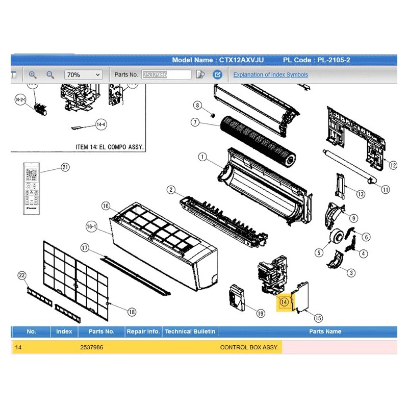 DAIKIN 2537986 CONTROL BOX ASSY.