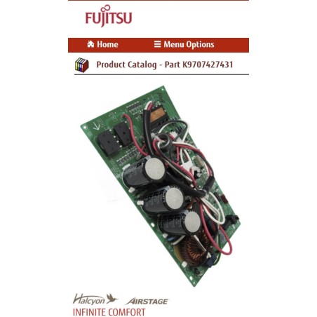 Fujitsu K9707427431 aka 9707427431 CONTROLLER PCB W/RMTH RLXQ K08CX-0805HSE-C1
