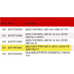 FUJITSU K9379834001 aka 9379834001 BRACKET PWB ABUA ARUL ASUB VII HIPS FR(17)