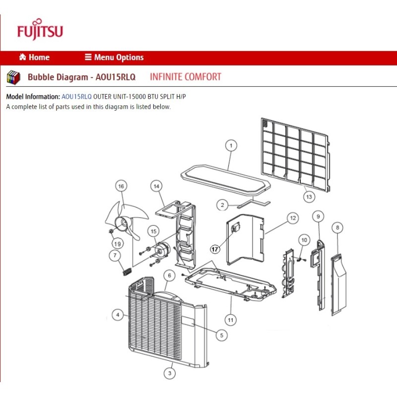 FUJITSU K9308884015 aka 9308884015 BLOW GRILL HY DW PP