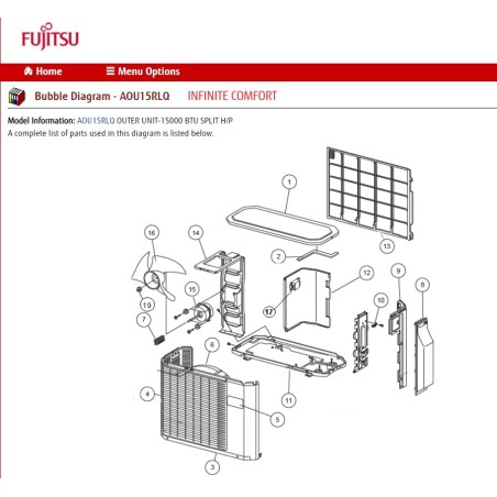 FUJITSU K9308884015 aka 9308884015 BLOW GRILL HY DW PP