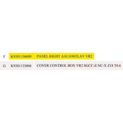 FUJITSU K9381156009 aka 9381156009 PANEL RIGHT AAUA96TLAV VR2