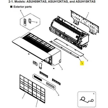 FUJITSU K9318849011 aka 9318849011 LOUVER ABS 10N08 WHITE A2L
