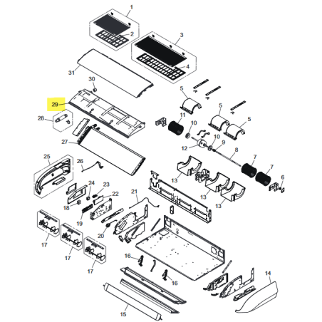 FUJITSU K9384364012 aka 9384364012 Drain pan total assy (3-fan)