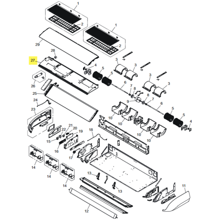 FUJITSU K9384364005 aka 9384364005 Drain pan total assy (4-fan)