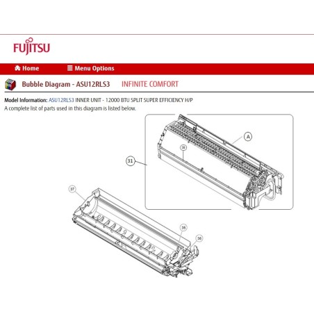 FUJITSU K9323532106 aka 9323532106 EVAPORATOR TA-9 12RLS3 HY HCRC