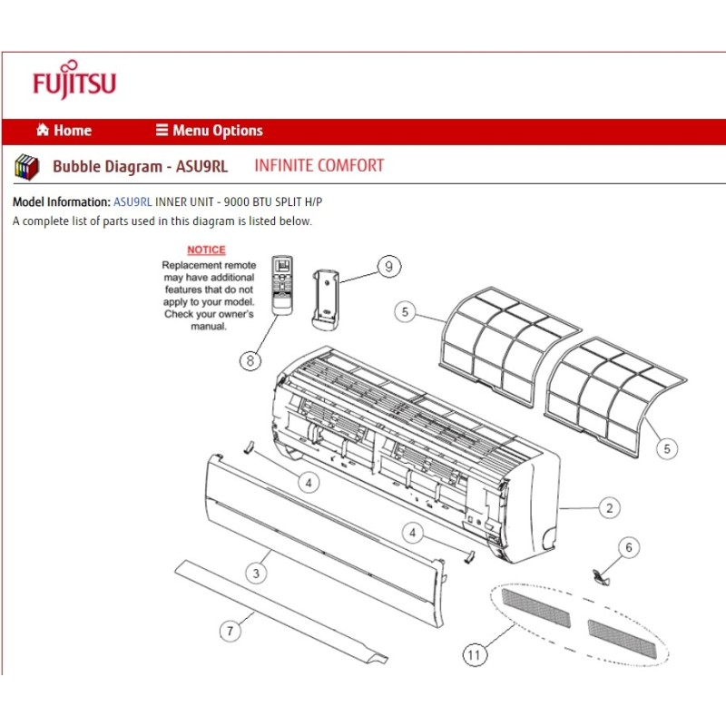 FUJITSU K9316562011 AIR FILTER 9/12RL HY