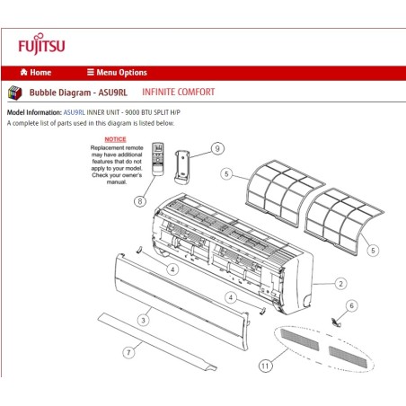 FUJITSU K9316562011 AIR FILTER 9/12RL HY
