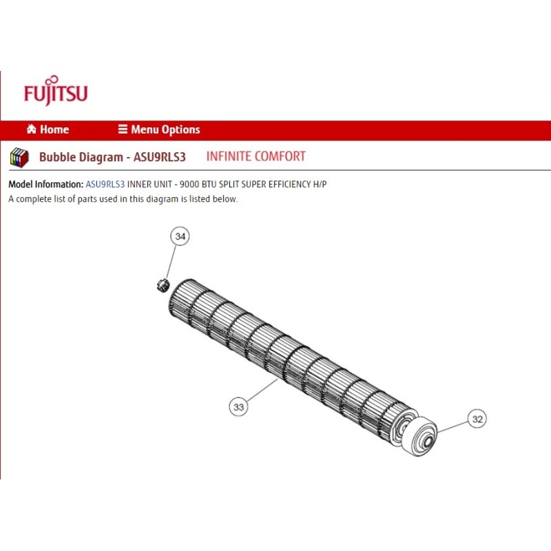 FUJITSU K9603253042 aka 9603253042 MOTOR DC BRUSHLESS ASU9~15RLS MFD-W60XB2F FGLS