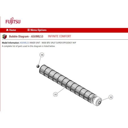 FUJITSU K9603253042 aka 9603253042 MOTOR DC BRUSHLESS ASU9~15RLS MFD-W60XB2F FGLS