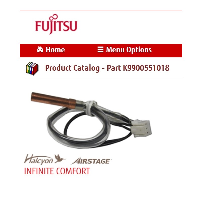 FUJITSU K9900551018 aka 9900551018 THERMISTOR PIPE RAC XLS  EP6H503AR-09S004 PLUG IN