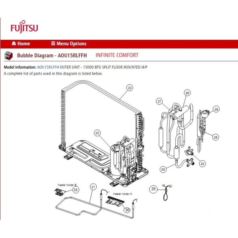 FUJITSU K9317089104 aka 9317089104 CONDENSER TA 15RLS2H/RLFFH DW STDRD FIN
