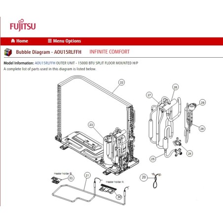 FUJITSU K9317089104 aka 9317089104 CONDENSER TA 15RLS2H/RLFFH DW STDRD FIN
