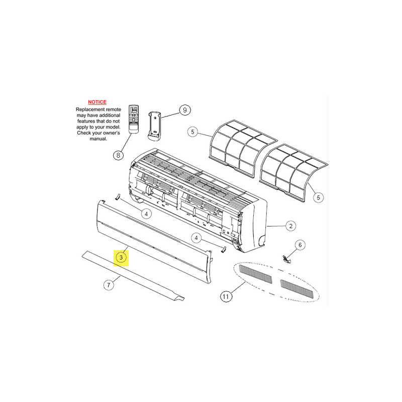 FUJITSU K9317428088 aka 9317428088 INTAKE GRILL ASSY RL DW
