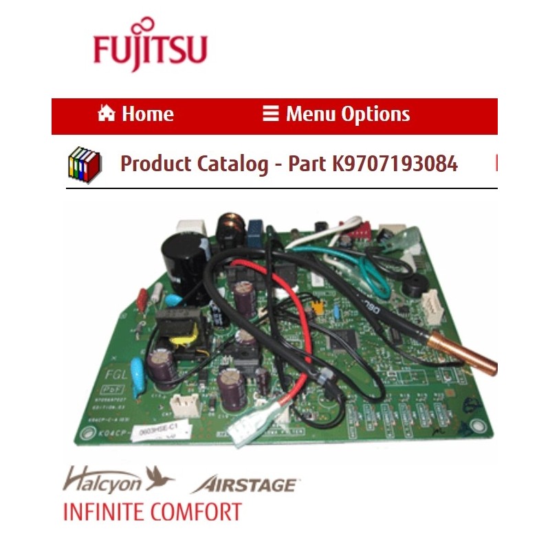 FUJITSU K9707193084 aka 9707193084 CONTROLLER PCB ASU15RLQ HY K04CP-0603HSE-C1 W/TH'S