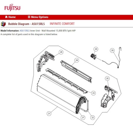 FUJITSU K9317820097 EVAPORATOR TA-AS7~12RLF HYHCRC HCRC