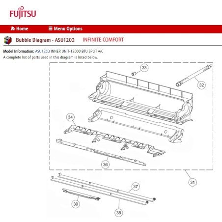 FUJITSU K9309992030 aka 9309992030 LOUVER Z CL/RL HVAB LOWER (THINNER) ABS