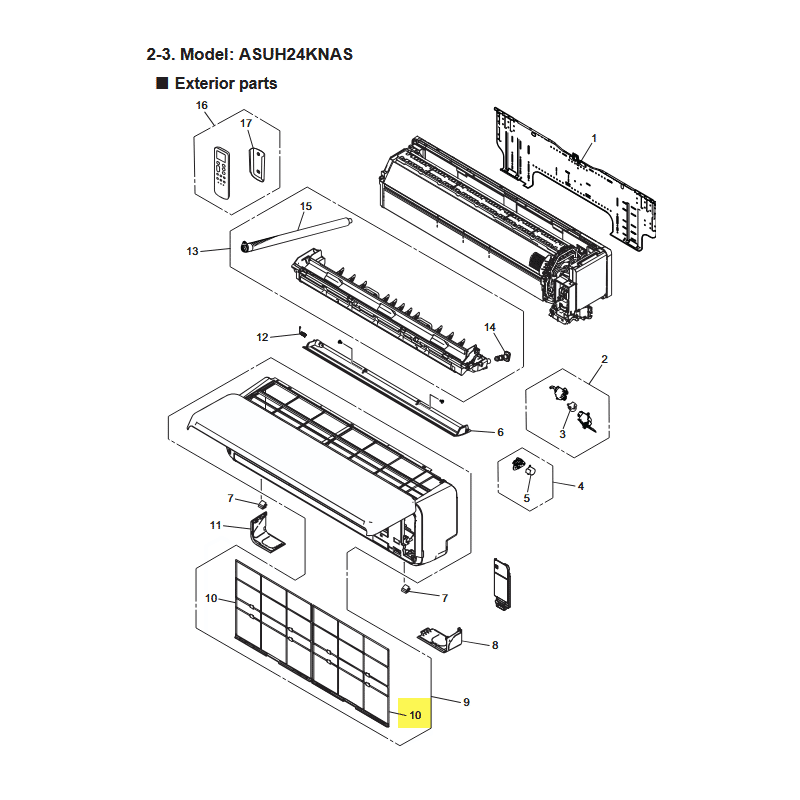 FUJITSU K9323340015 aka 9323340015 AIR FILTER PP BLACK A2L