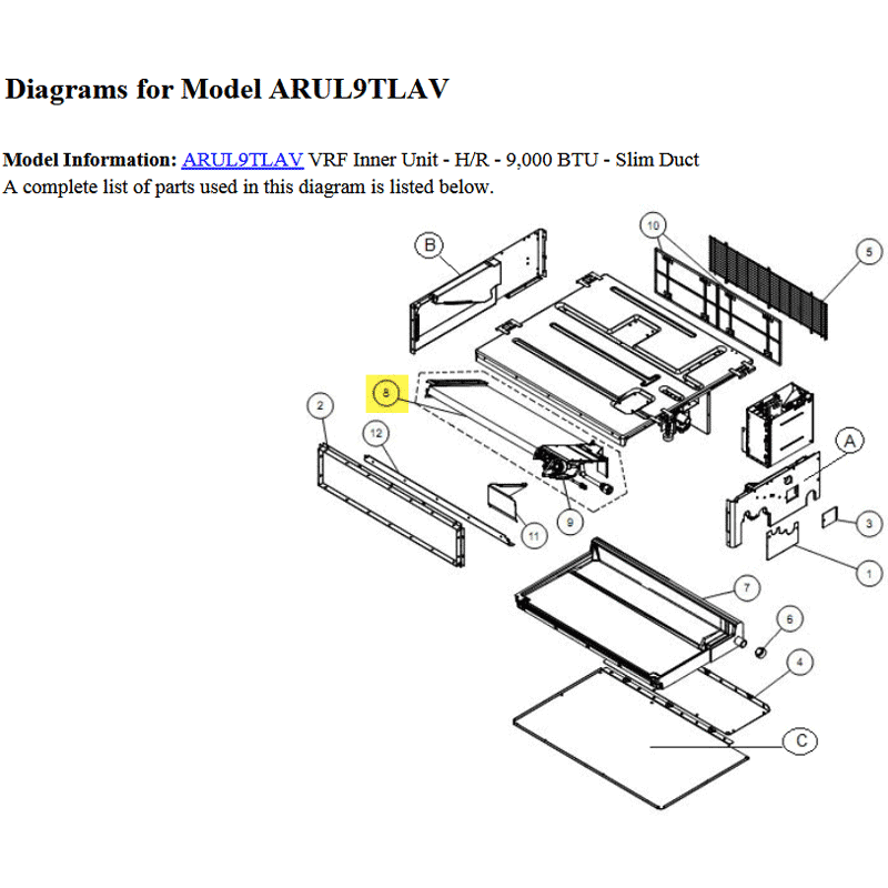 FUJITSU K9380682097 aka 9380682097 EVAPORATOR TA ARUL VR2 DW