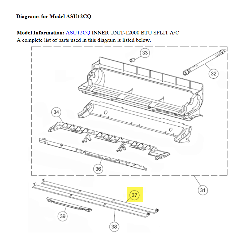 FUJITSU K9312369034 aka 9312369034 LOUVER Z ASSY ASUA7 14 VII