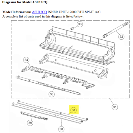 FUJITSU K9312369034 aka 9312369034 LOUVER Z ASSY ASUA7 14 VII