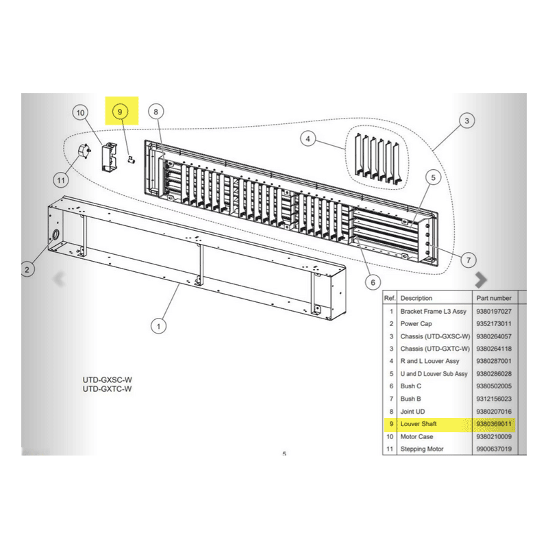 FUJITSU K9380369011 aka 9380369011 SHAFT LOUVER HVAB