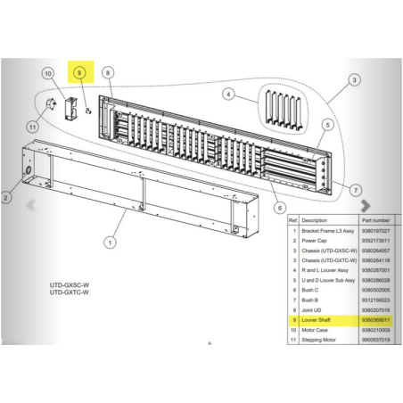 FUJITSU K9380369011 aka 9380369011 SHAFT LOUVER HVAB