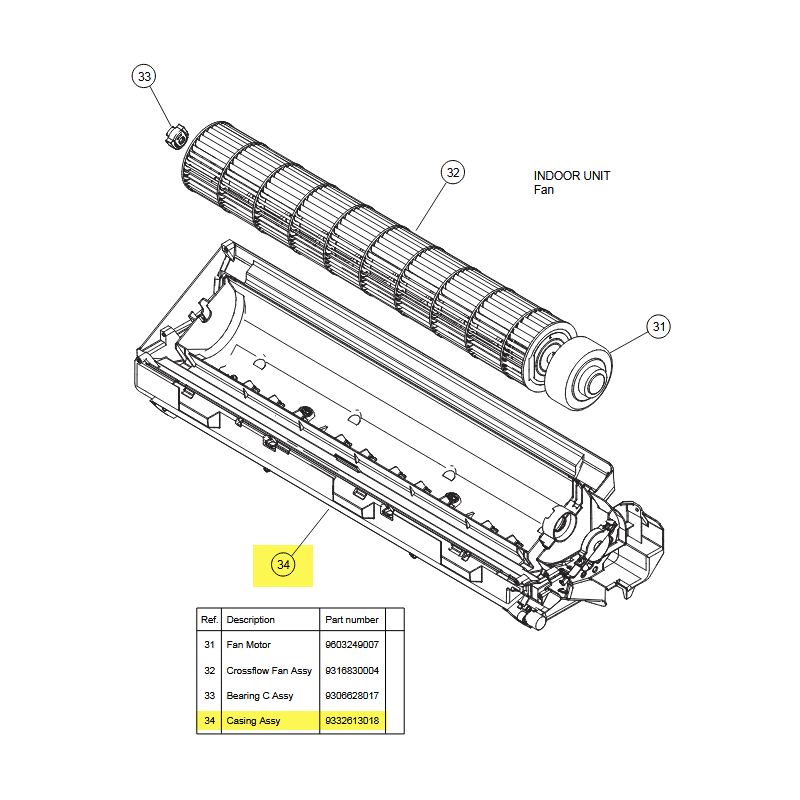 FUJITSU K9332613018 aka 9332613018 CASING TA ASU9/12RL2 DW