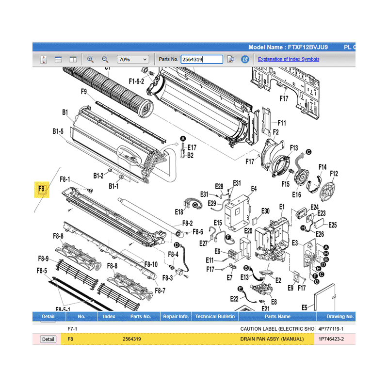DAIKIN 2564319 DRAIN PAN ASSY.