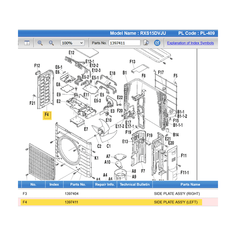 DAIKIN 1397411 SIDE PLATE (LEFT)
