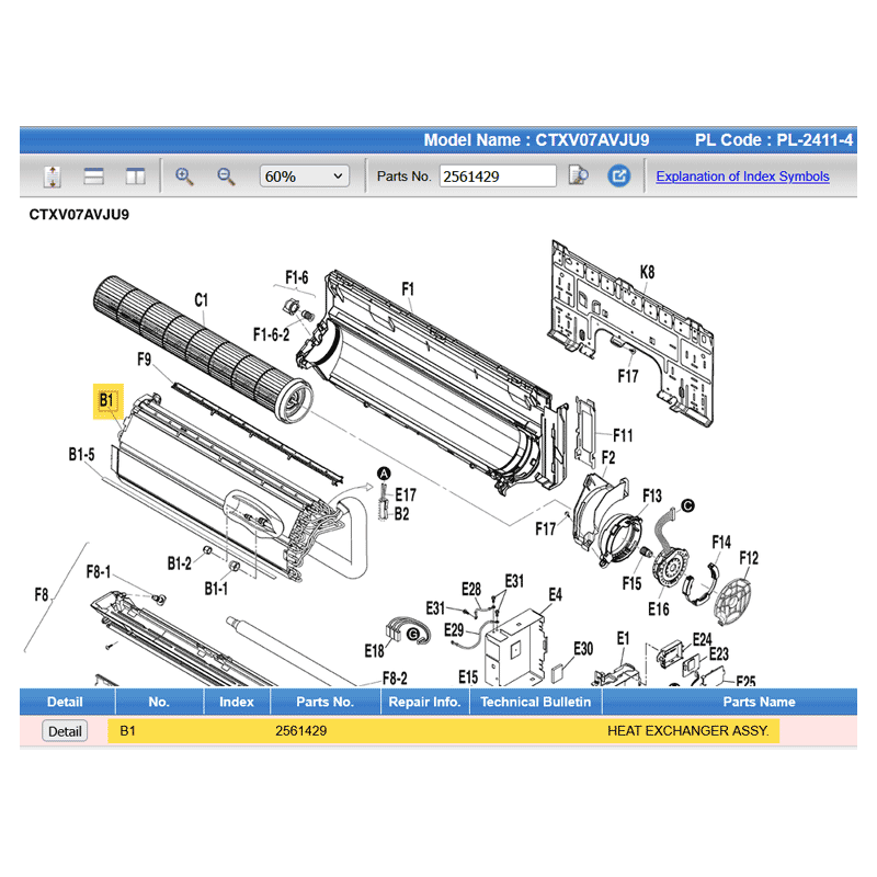 DAIKIN 2561429 HEAT EXCHANGER ASSY.